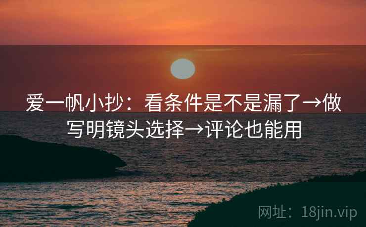 爱一帆小抄：看条件是不是漏了→做写明镜头选择→评论也能用